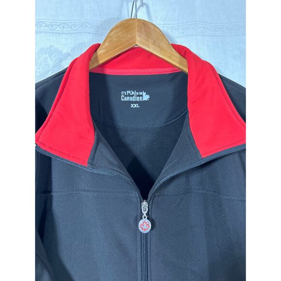 Its Fun To Be Canadian Jacket XXL Black Red Embroidered Canada Spell Out - Picture 8 of 14